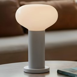 ALDEX Flo table lamp, grey, Ø 19 cm, glass