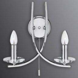 Searchlight Chrome-coloured Ascona wall light with 2 bulbs