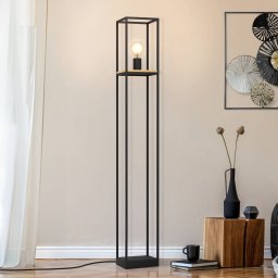 EGLO Libertad floor lamp, height 128.5 cm, black/wood, steel