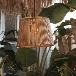 Newgarden Okinawa pendant light, wood colour, bamboo, IP44