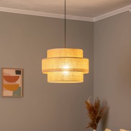 TK Lighting Calisto pendant light, Jute, natural brown, 1-bulb, Ø 50 cm