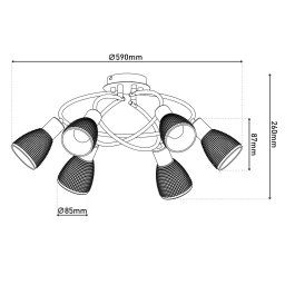 Näve Lindita ceiling light, 6-bulb, glass, smoke grey, E14