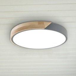 Näve Borneo LED ceiling lamp, oak, metal, CCT, remote control