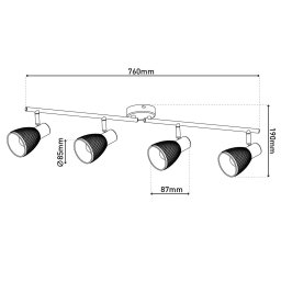 Näve Lindita ceiling light, 4-bulb, glass, smoke grey, E14