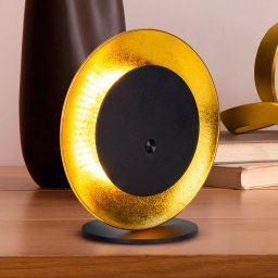 Näve Solan LED rechargeable table lamp, black/gold, solar-powered, IP54