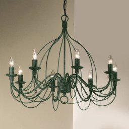 Kögl Chandelier FILO, eight-bulb, antique green
