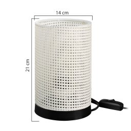 MODELSA Tina table lamp, white patterned, cylindrical, Ø 14 cm