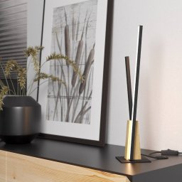 EGLO Panagria LED table lamp, black with wooden detail
