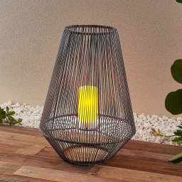 Lindby Kaati LED solar lantern, rattan look, 37 cm