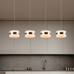 Trio Lighting Dios LED hanging light, nickel-coloured, length 85 cm, CCT, 4-bulb