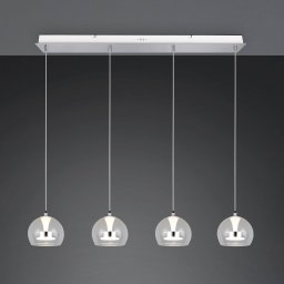 Trio Lighting Flynt LED hanging light, length 97 cm, chrome-coloured metal, 4-bulb.