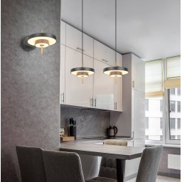 Trio Lighting Keaton LED hanging light, black/gold, Ø 40 cm, CCT