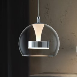 Trio Lighting Flynt LED hanging light, Ø 20 cm, chrome-coloured, metal/glass, CCT