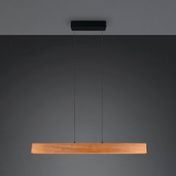 Trio Lighting Edgewood LED hanging light, length 115 cm, wood colour, wood CCT