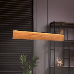 Trio Lighting Kalea LED hanging light, length 110 cm, wood colour, wood