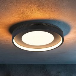 Trio Lighting Solea LED ceiling lamp, matt black, Ø 40 cm, plastic