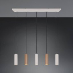 Trio Lighting Soka hanging light, brown/grey, length 85 cm, metal, 5-bulb.