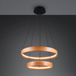 Trio Lighting Lynwood LED hanging light, Ø 60 cm, wood colour, wood, 2-bulb