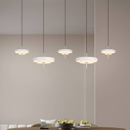 Trio Lighting Keaton LED hanging light, light grey, length 140 cm, CCT, 5-bulb