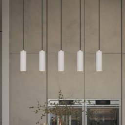 Trio Lighting Soka hanging light, light grey, length 85 cm, metal, 5-bulb.