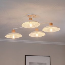 EMIBIG LIGHTING Kobe ceiling light, 4-bulb, steel, wood, white