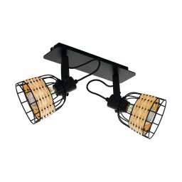 EGLO Anwick 1 ceiling spotlight steel/rattan, two-bulb