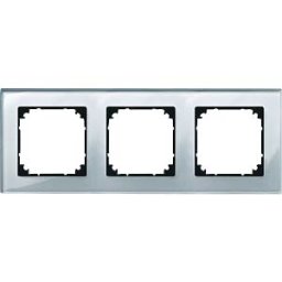MERTEN EL MP 489360 - M-PLAN real glass frame — 3-gang, diamond silver