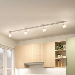 Lindby single-circuit track lighting system Linaro, E14, 4-bulb, white