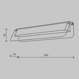 Maytoni FLAT LED wall lamp, grey/brass, width 43 cm, glass/metal