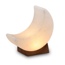 Wagner Life Salt crystal lamp Moon white line USB, wooden base, white