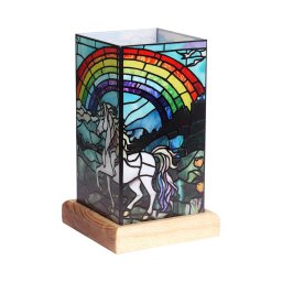 Wagner Life LED table lamp Art Light Unicorn, wooden base, colourful acrylic