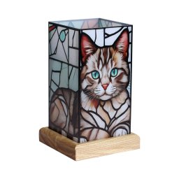 Wagner Life LED table lamp Art Light Cat, wooden base, acrylic, colourful