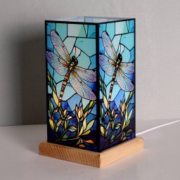 Wagner Life LED table lamp Art Light Dragonfly, wooden base, acrylic, colourful
