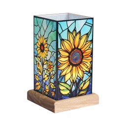 Wagner Life LED table lamp Art Light Sunflower, wooden base, colourful acrylic