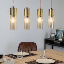 Globo Annika hanging light, 4-bulb, matt brass