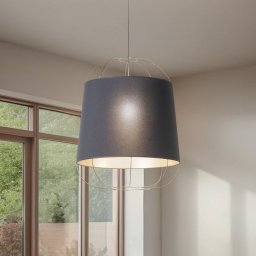 Duolla Lantern Medium pendant light, black/gold, fabric, E27