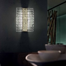 Masiero Vegas LED wall light, vertical, height 38 cm, crystal glass