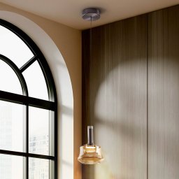 Schuller Valencia Scarlett LED hanging light, amber, Ø 18 cm, glass