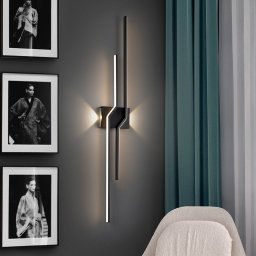 Schuller Valencia Zig Zag LED wall lamp, height 100 cm, black, metal, 4-bulb.