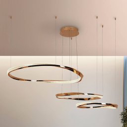 Schuller Valencia Orbitas LED hanging light, length 185 cm, gold-coloured, metal