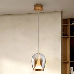 Schuller Valencia Suspiro LED hanging light, Ø 18 cm, gold/amber, glass
