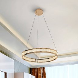 Schuller Valencia Lorian LED hanging light, gold-coloured, Ø 60 cm, metal