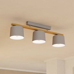 EGLO Mariel 3-bulb ceiling light light grey wood Natur