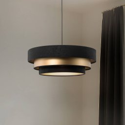 Maco Design Triniti pendant light, black/gold, Ø 60 cm, textile
