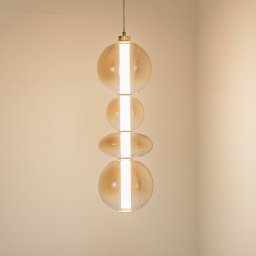 Eko-Light Daphne LED pendant light, amber-transparent glass, height 62 cm