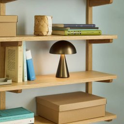 HÜBSCH LED rechargeable table lamp Mush, burnished brass, height 20 cm