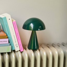 HÜBSCH LED rechargeable table lamp Mush, dark green, height 20 cm