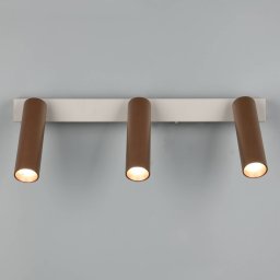 Trio Lighting Ambala LED ceiling spotlight. Length 44 cm, grey/brown, 3-bulb.
