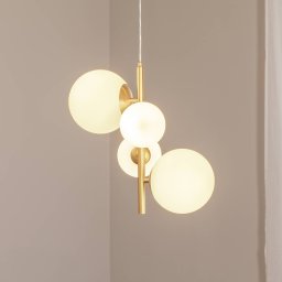 ALDEX Joel pendant light, brass/white, 4-bulb