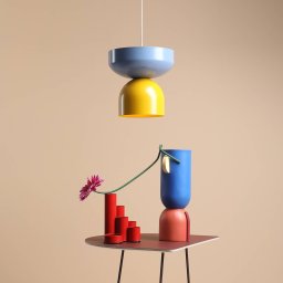 ALDEX Api pendant light, yellow/blue, Ø 30 cm, metal